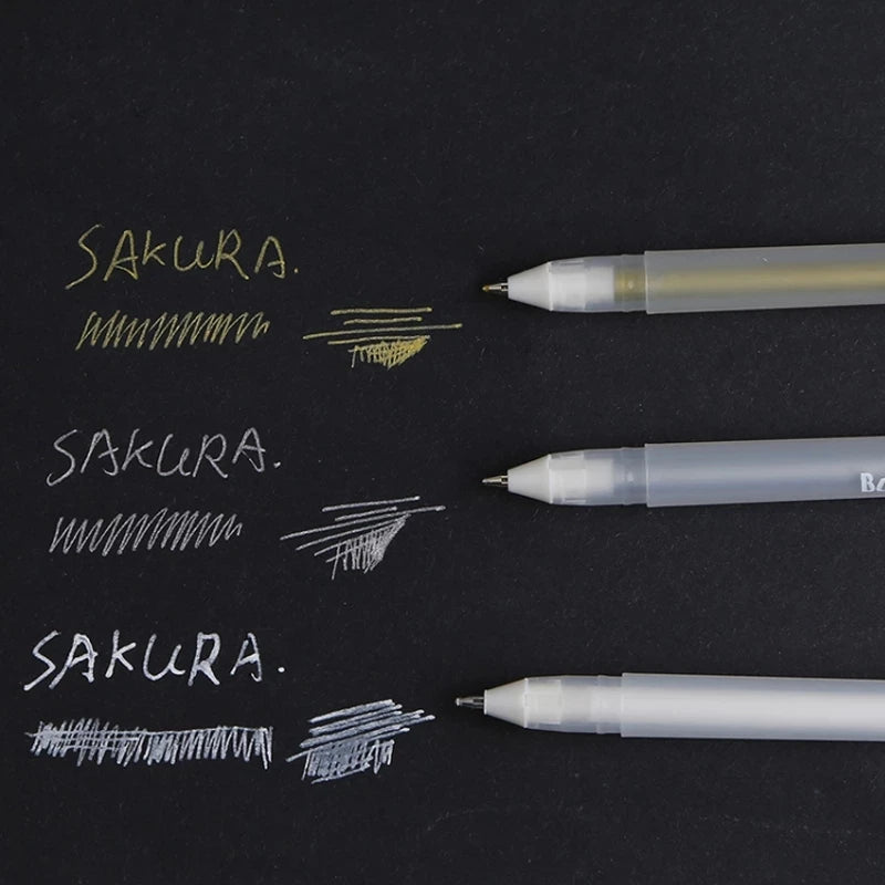 Sakura 3pcs Gelly Roll Classic Highlight Pen Gel Ink Pens Bright White Pen Highlight Sketch Marker Golden Silver Highlighting