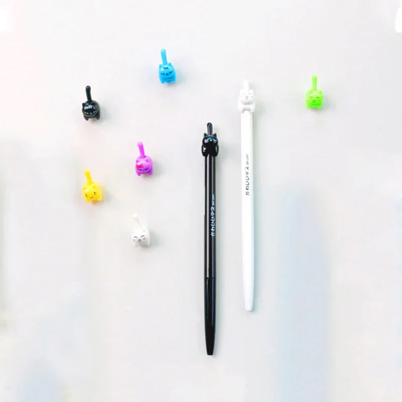 6Pcs/lot Kawaii  Black Cat Tail Gel Pen 0.5mm Color Cats Press Style Automatic Pen for Writing Office Stationery School Supplies