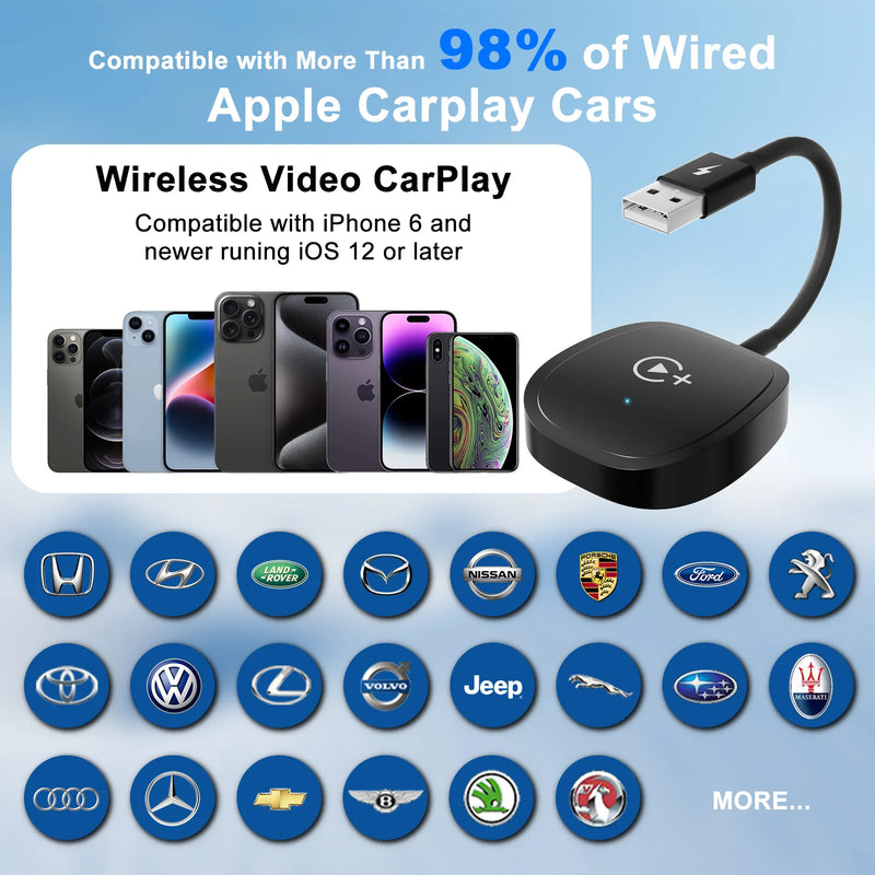 Wireless Video Carplay Adapter with Netflix/YouTube/TikTok/Google Play, for OEM Wired CarPlay Cars