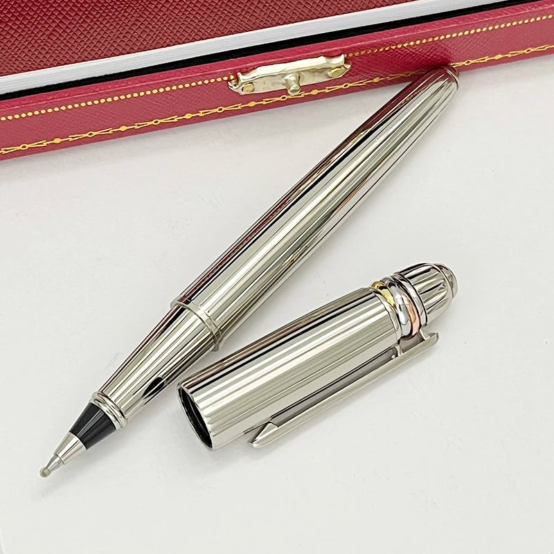 YAMALANG Luxury Brand Classic Metal Signature Pen Silver With Blue Drill Ballpoint Comfortable Writing Stationery