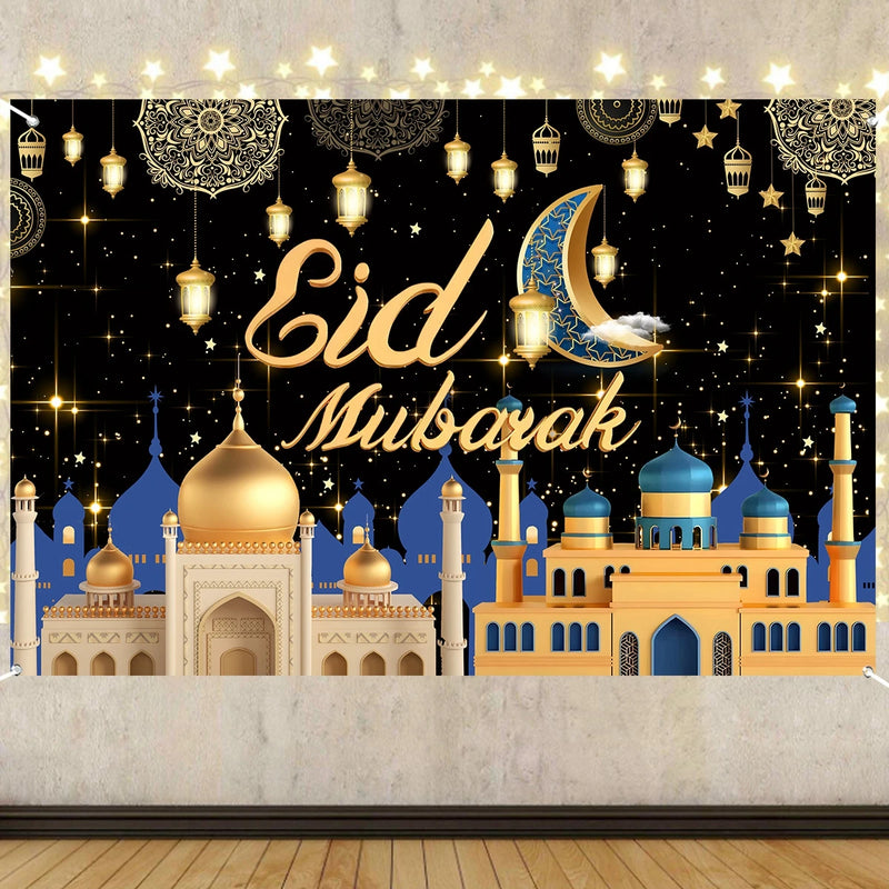 Eid Mubarak Background Cloth Banner Ramadan Decoration 2024 For Home Islamic Muslim Party Supplies Decor Eid Al Adha Gifts