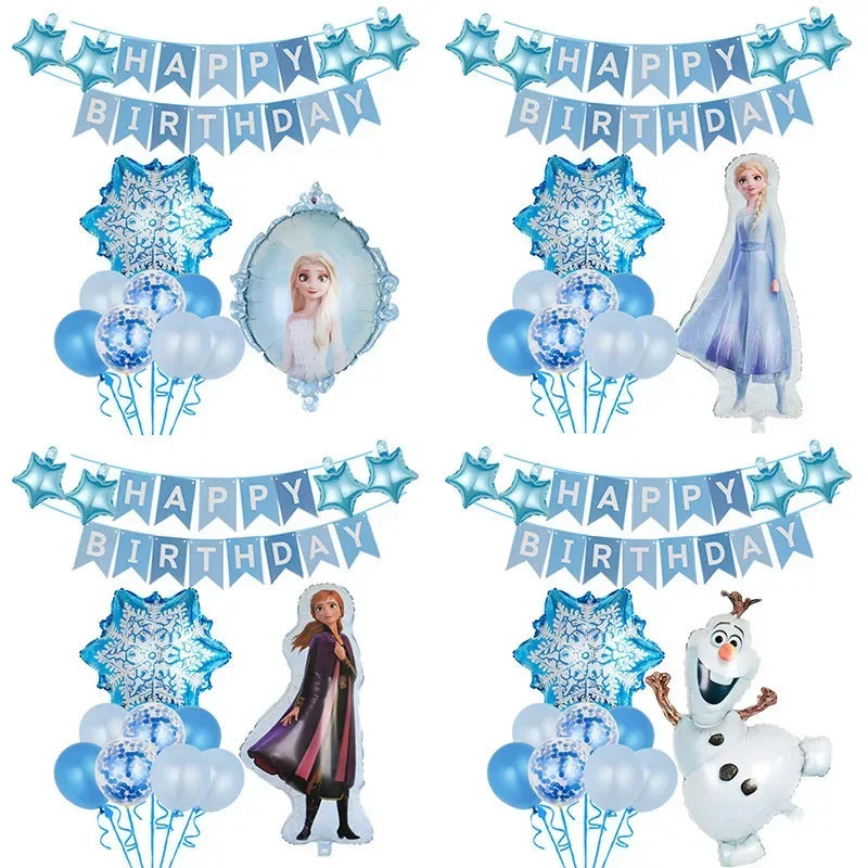 Disney Frozen Theme Baby Birthday Party Princess Elsa Anna Snowball Aluminum Film Balloon Set