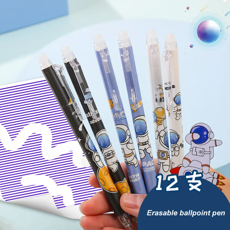 3Pcs Magic Erasable Gel Pen 0.5mm Astronaut Press Style Caneta High Capacity Refill Rods Office Stationery Lovely Boligrafos 볼펜