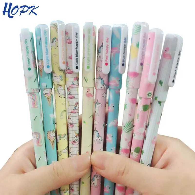 canetas em gel multicoloridas de flor, ponta 0,5mm