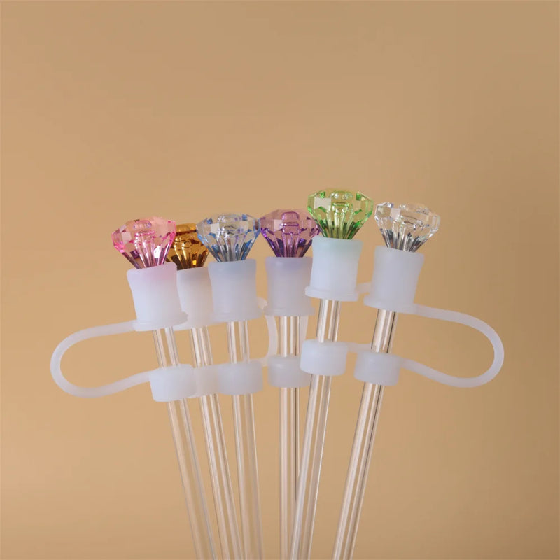 Diamond Straw Cover Caps Compatible 10mm for Stanley Cup Reusable Straw Tip Covers Drinking Straws Plug Home Kitchen Party