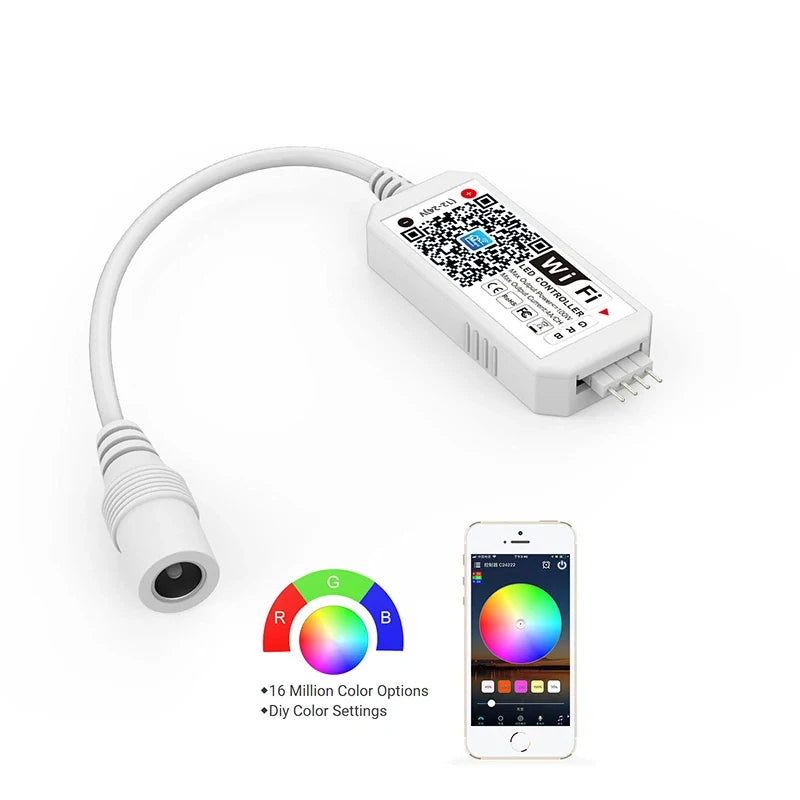 Smart LED WiFi Controller Wireless 24 Key RF Remote Control for RGB BGR RGB LED Strips Support Voice Control Timing Music Mode