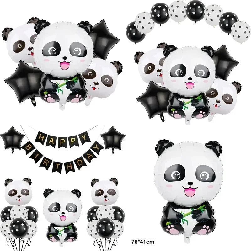 Disney Cartoon Cute Black and White Panda Set Children's Birthday Party Balloon Decoration