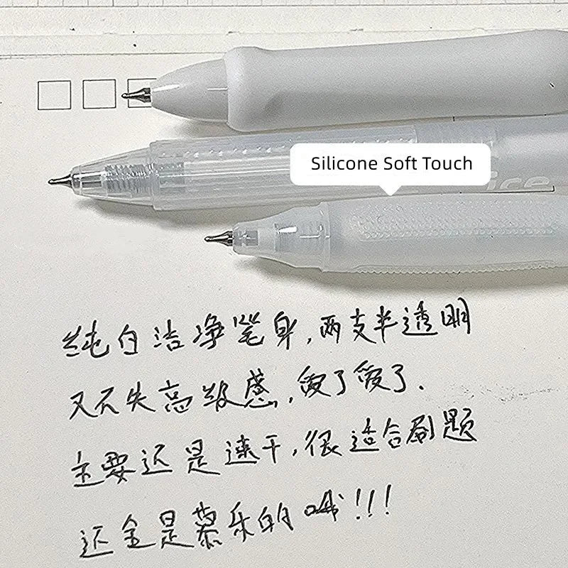 6pcs/set Simplicity Gel Pen for Student Korean Fashion White Transparent Color Stationery Gel Pen 0.5mm Black Ink Scrapbook Pen