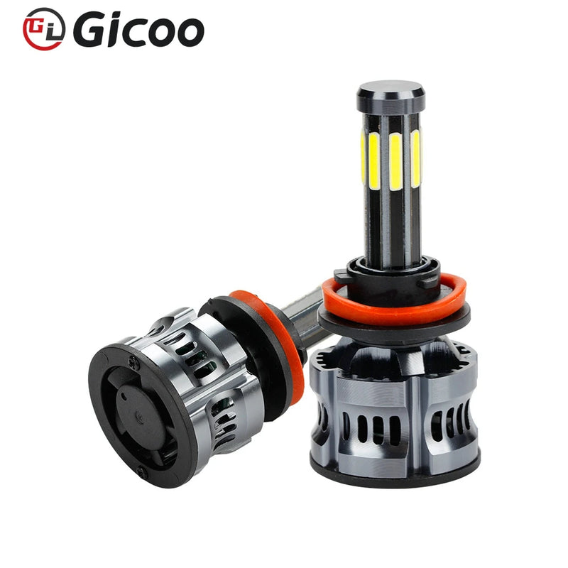 GICOO 360 LED Headlight Car Light Bulbs H4 H7 H11 8 sides 300W High Power HB3 9005 HB4 9006 H13 9007 Canbus Headlamp