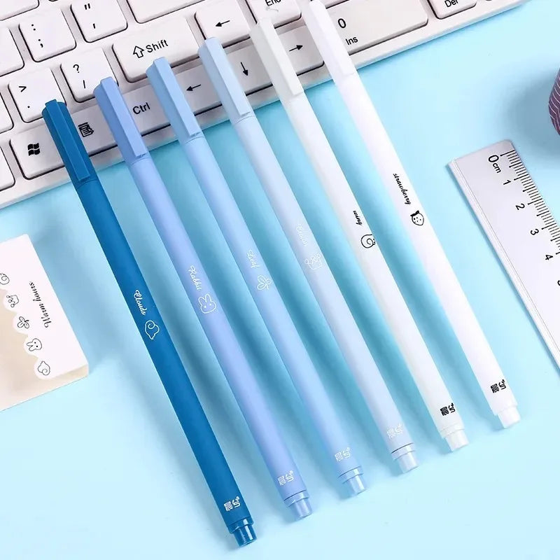 6pcs/set Creative Cute Morandi Simple Gel Pen Kawaii Quick Drying Cap Neutral Supplies Gel Pen Set