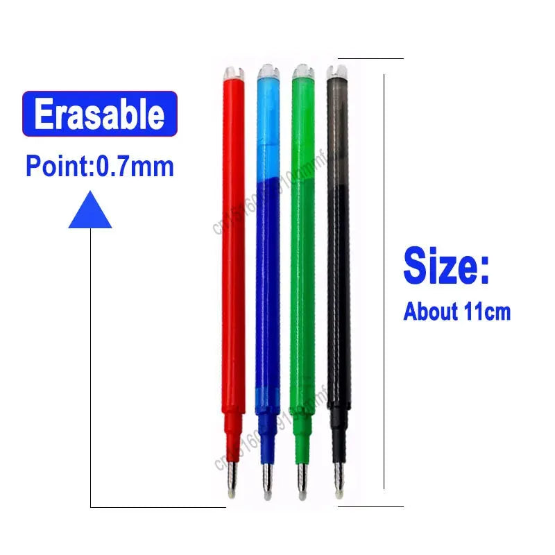 6+2Pcs/Set 0.7MM Erasable Gel Pen Refill School Office Accessories Blue Black Red Color Ink Writing Stationery Washable Handle