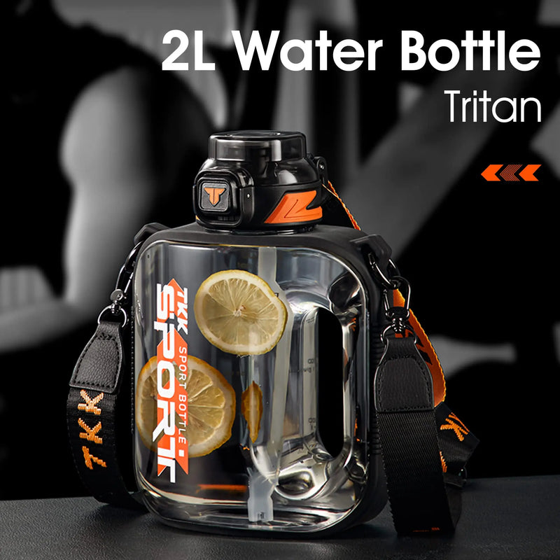 TKK 1/1.6/2L Sports Water Bottle TRITAN Large Capacity Creative Cup Heat Resistant Outdoor Adult Travel Kettle Gym Fitness Jugs