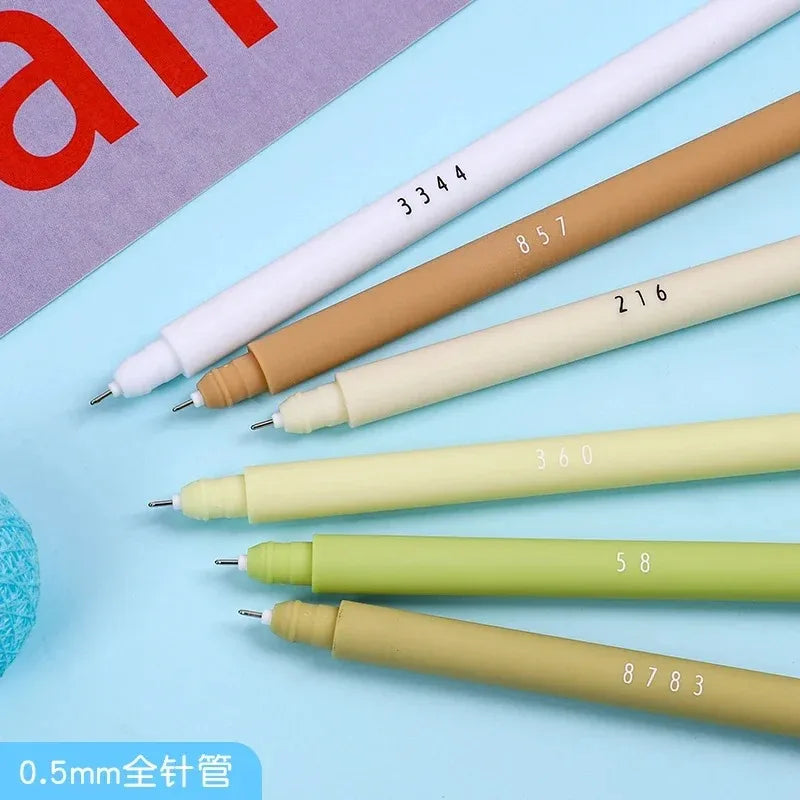 6pcs/set Creative Cute Morandi Simple Gel Pen Kawaii Quick Drying Cap Neutral Supplies Gel Pen Set