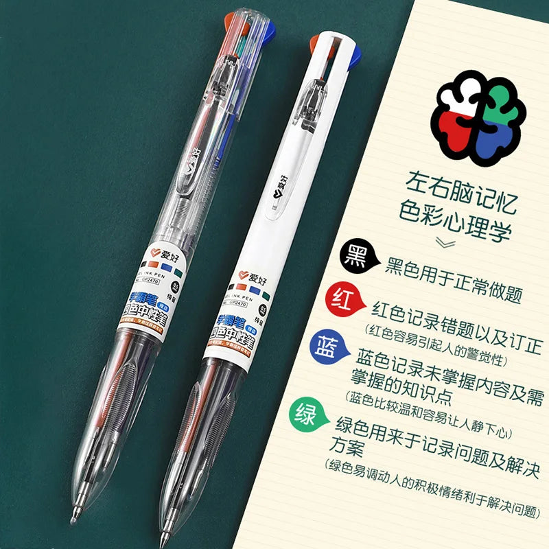 Creative 4 In 1 MultiColor Pen 0.5mm Black Blue Red Green Gel Ink Refills Student Marking Pen Writing Tools Korean Stationery