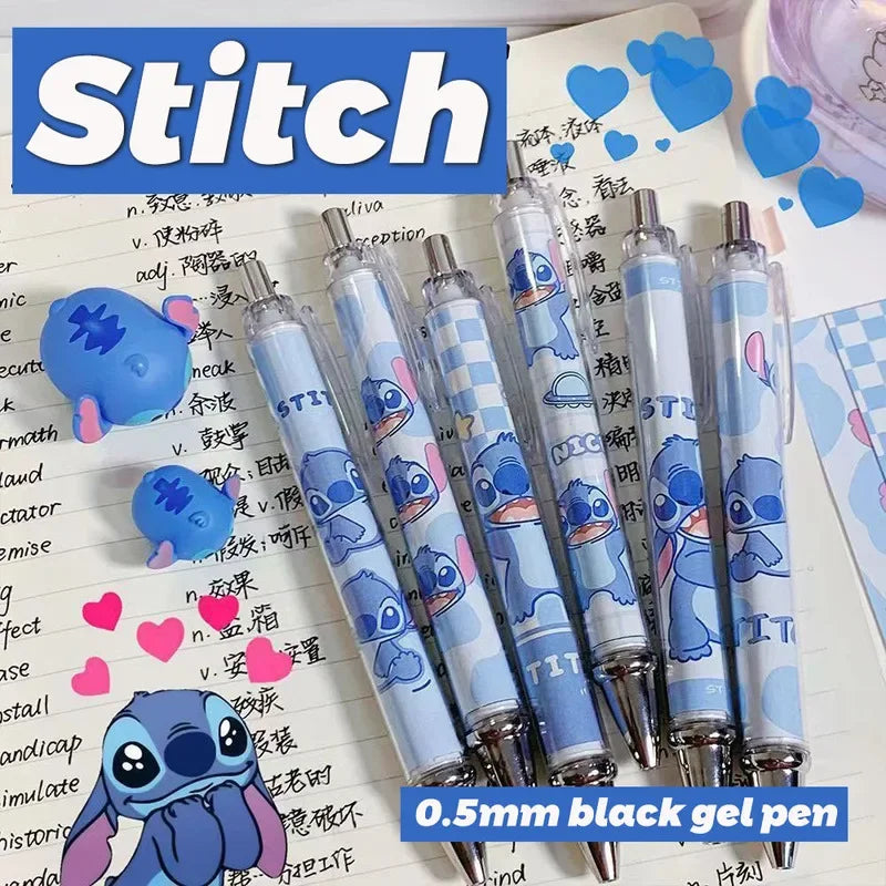 Disney 10-20pcs Gel Pen Cute Stitch 0.5 Black Ink Signature Pen Office School Writing Supplies Stationery Children Festival Gift