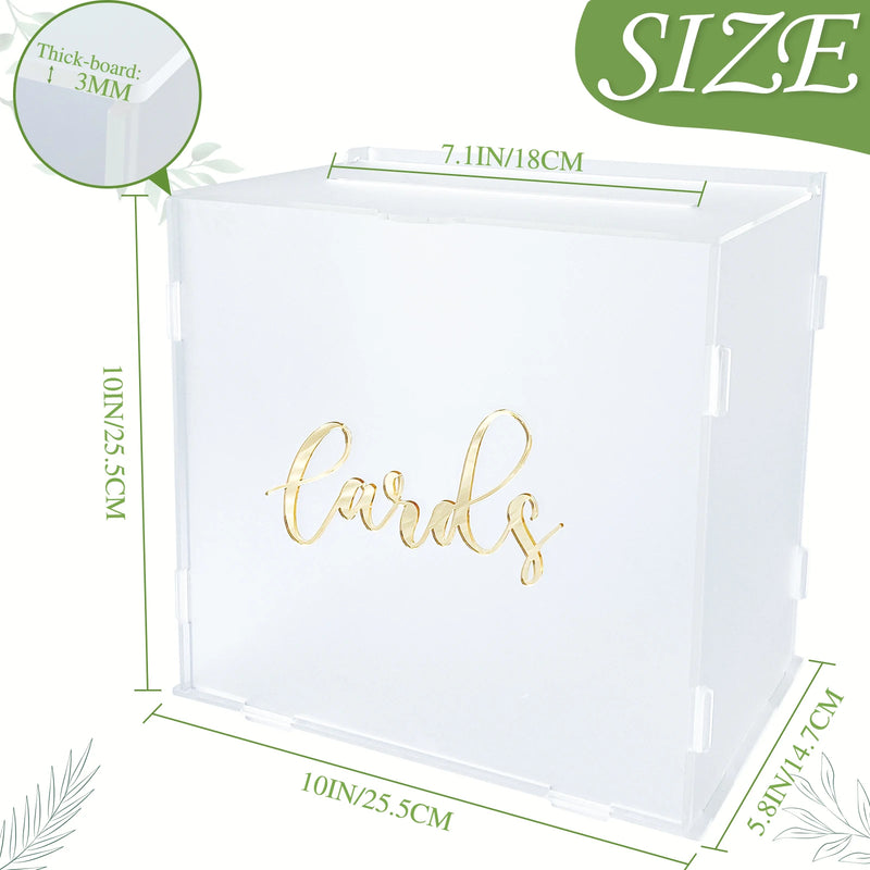 OurWarm Frosted Acrylic Wedding Card Box with String Light, Large Gift Card Box for Wedding Reception  Party Graduation