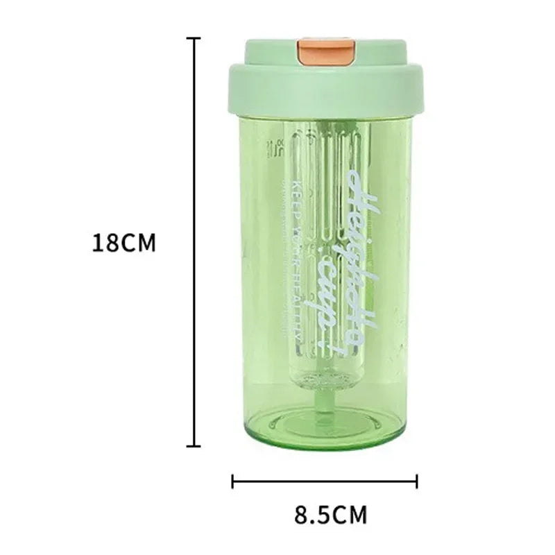 600ML Water Cup Handy Cup Sports Water Bottle Food Grade Material Tea Partition Water Cup Female Straw Cup Summer Portable