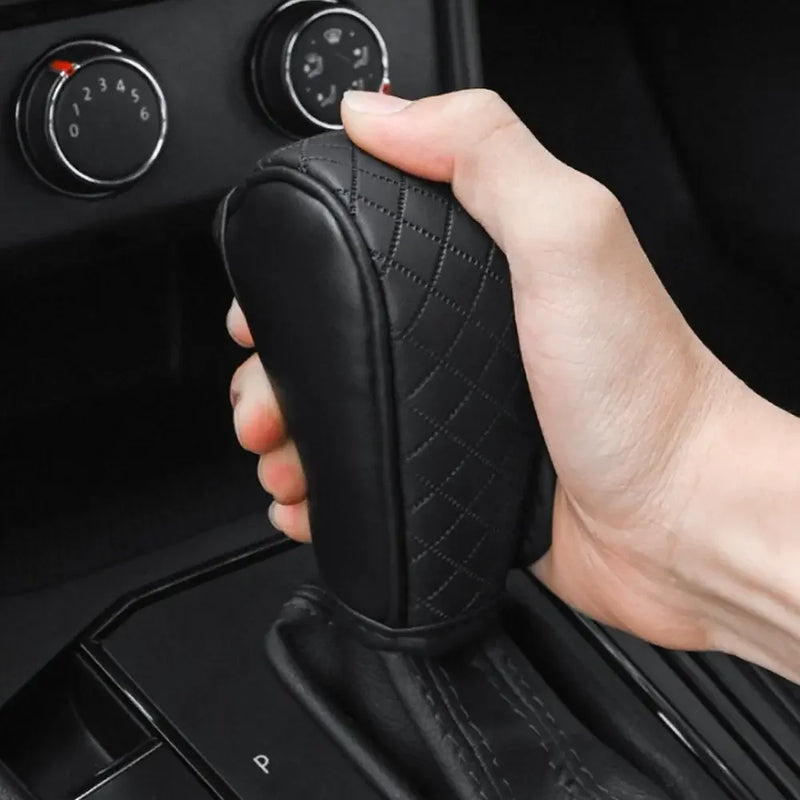 Car Shift Handle Cover PU Leather Non-Slip Wear-resistant Shift Knob Decor Protective Cover Universal Car Interior Accessories